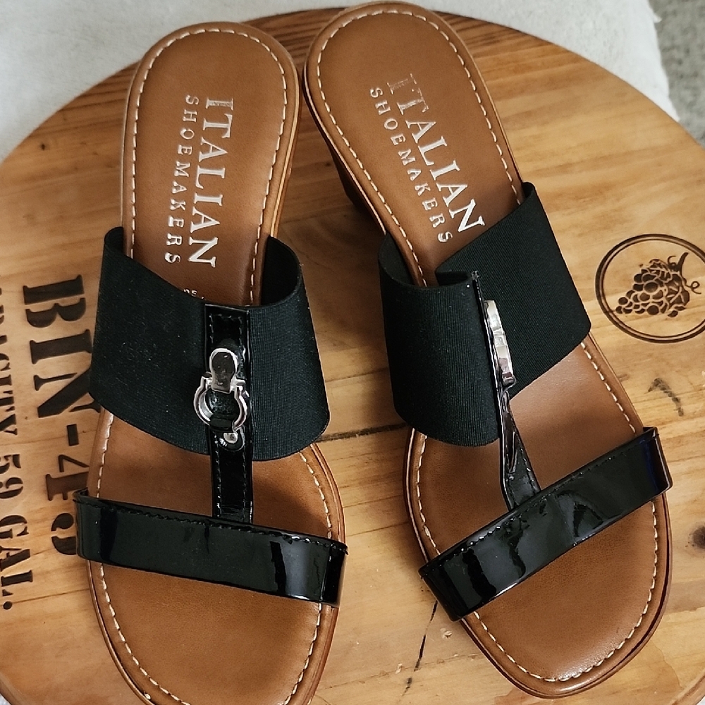 Italian Wedge Open Toe Sandals. Used, Very Nice.